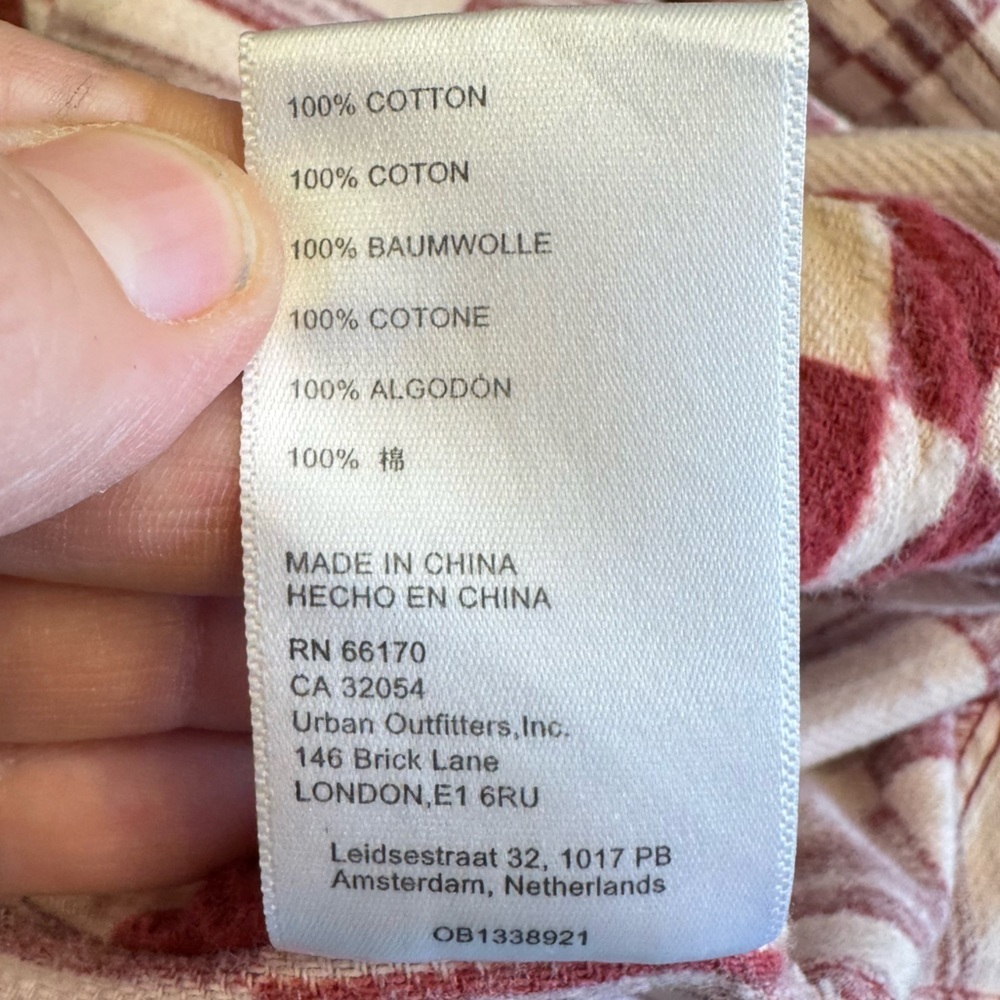 Urban Outfitters BDG Caleb Crop Flannel Shirt Jacket Sz XS Red White Cotton - Picture 15 of 16